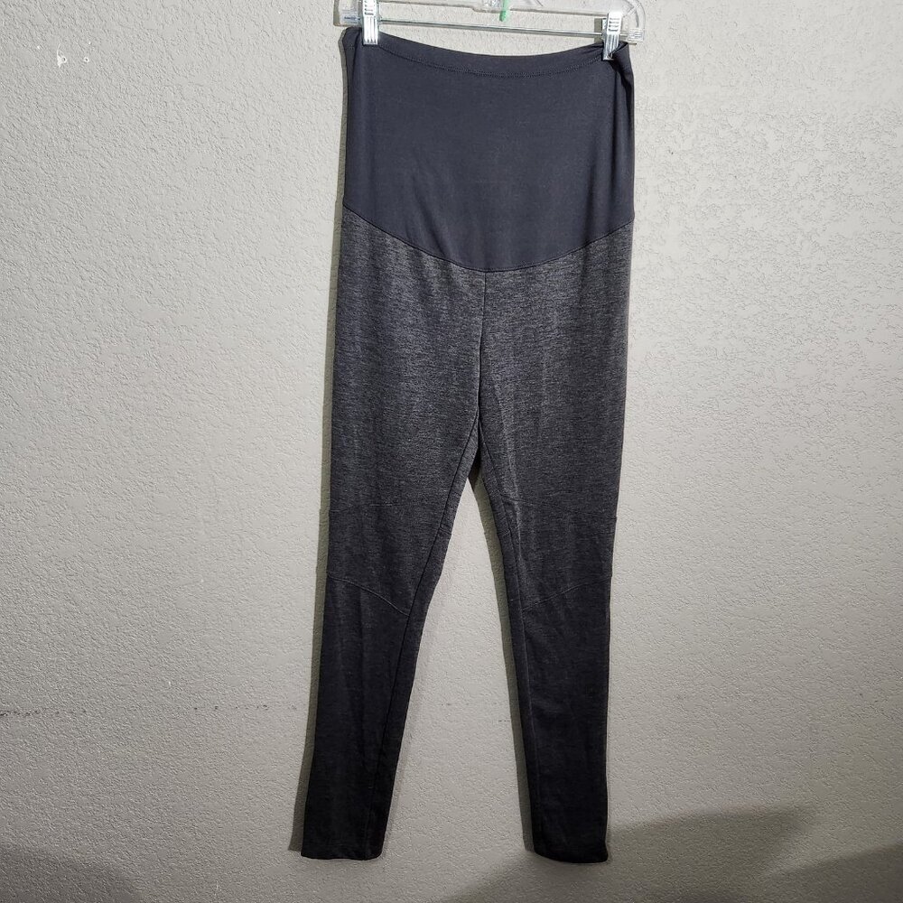 Liz Lange Maternity Pants Womens Small High Waist Ankle Leggings Zipper Trim